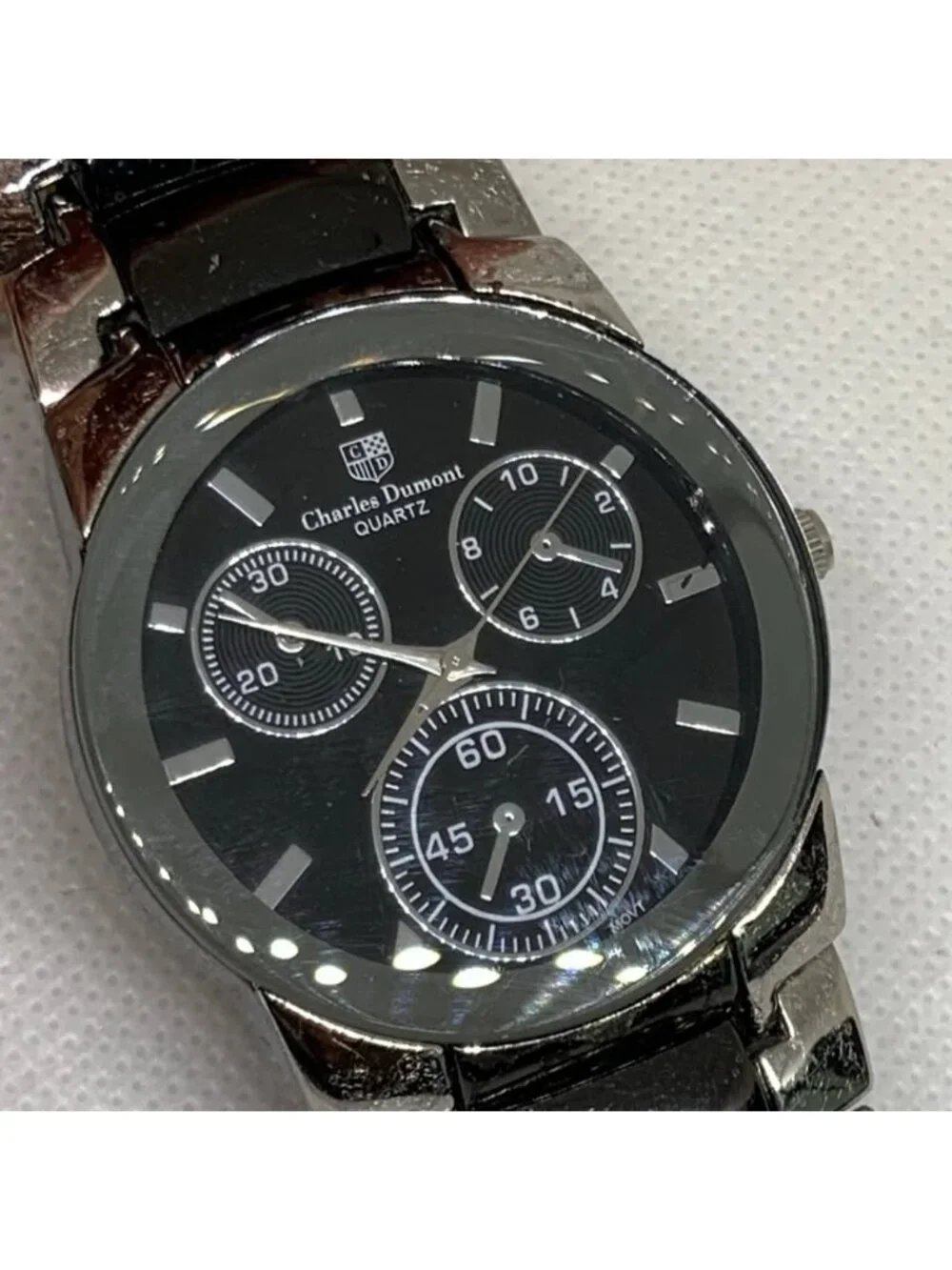 Charles dumont men watch 38mm quartz analog two tone up to 7.5” running